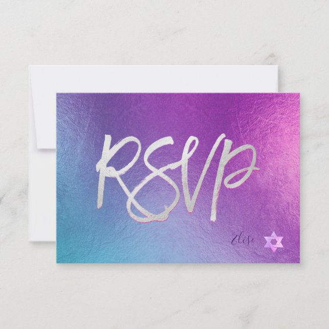 PixDezines RSVP H2 Ombre Purple+Pink Bat Mitzvah✡ (Front)