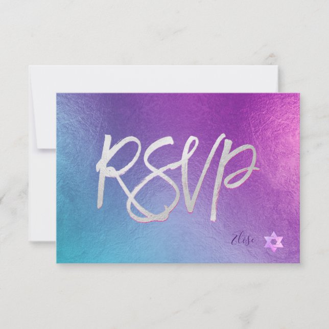 PixDezines RSVP H2 Ombre Purple+Pink Bat Mitzvah✡ (Front)