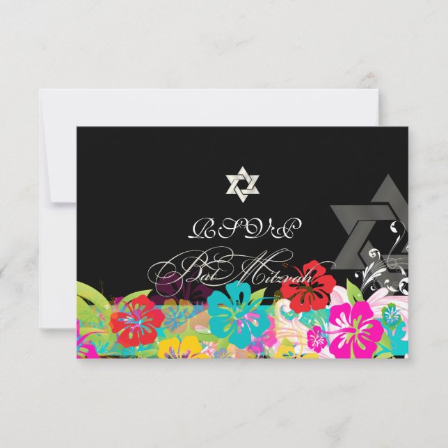 PixDezines rsvp hibiscus/Bat Mitzvah Invitation (Front)
