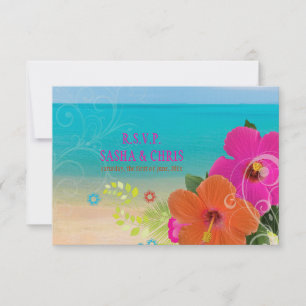 PixDezines rsvp hibiscus+fern Card