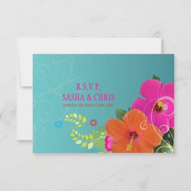 PixDezines rsvp hibiscus+fern Card (Front)