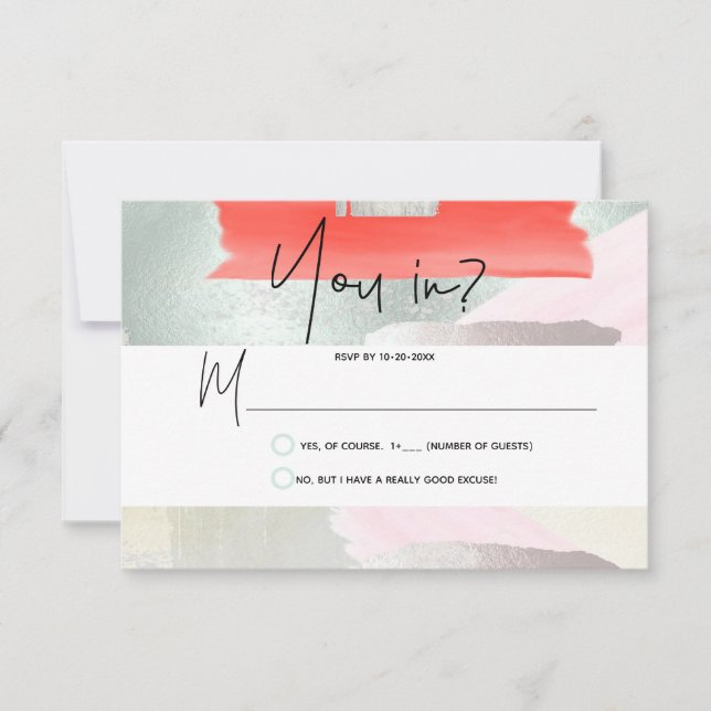 PixDezines RSVP Living Coral Seafoam Mist (Front)