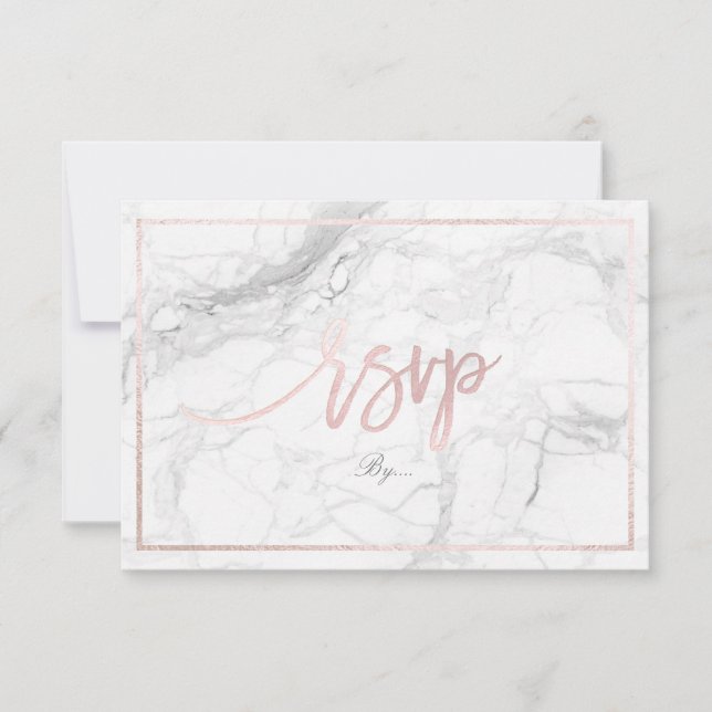 PixDezines RSVP Marble/Blush Pink Card (Front)