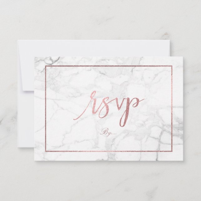 PixDezines RSVP Marble/Faux Rose Gold Card (Front)
