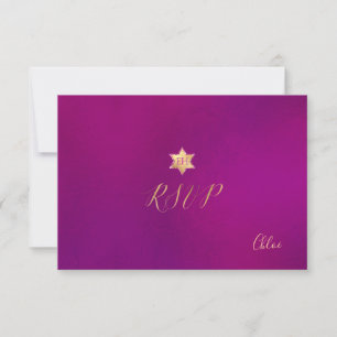 PixDezines RSVP minimalist Fuschia Mitzvah ✡ Card