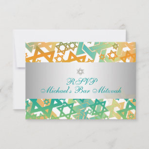 PixDezines rsvp mod stars/bar mitzvah/orange+teal
