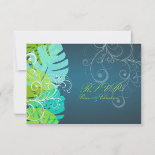 PixDezines rsvp Monstera/Lime+Aqua Card