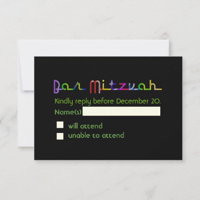 PixDezines rsvp neon lights bar mitzvah (Front)