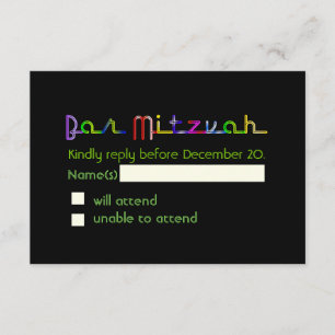 PixDezines rsvp neon lights bar mitzvah Card