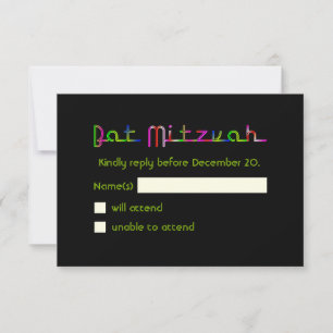 PixDezines Rsvp Neon Lights/Vegas/Bat Mitzvah Card