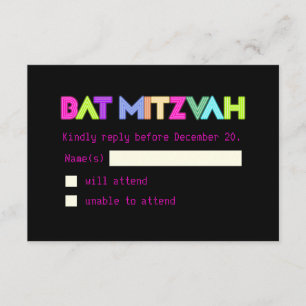 PixDezines Rsvp Neon Lights/Vegas Style/Mitzvah Card