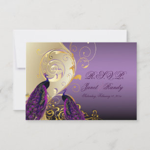 PixDezines rsvp Peacock, Filigree+swirls/DIY text Card