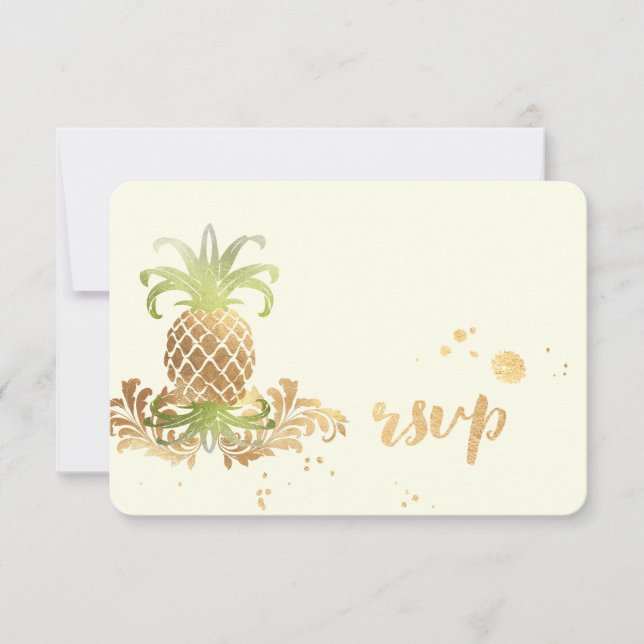 PixDezines RSVP Pineapples/Faux Gold Brush Strokes (Front)