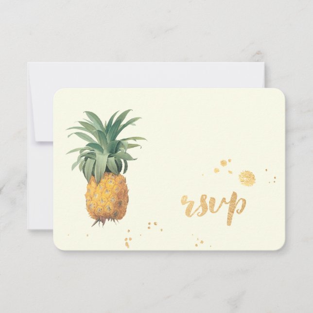 PixDezines rsvp Pineapples/Gold Brush Strokes (Front)
