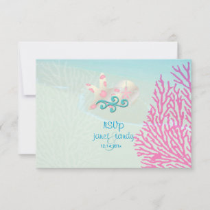 PixDezines rsvp pink coral+starfish, beach party