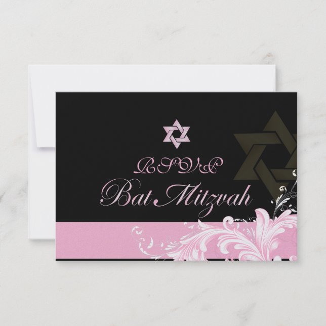 PixDezines rsvp pink swirls/Bat Mitzvah Invitation (Front)