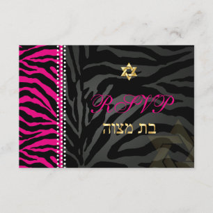 PixDezines rsvp Pink Zebra Stripes, Bat Mitzvah