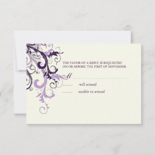 PixDezines RSVP PLUM SWIRLS/DIY BACKGROUND Card