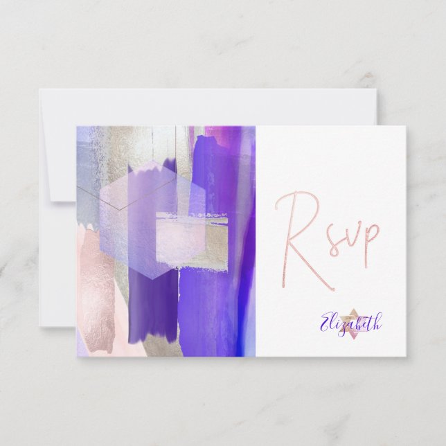 PixDezines RSVP Purple Watercolor Bat Mitzvah ✡ (Front)