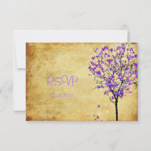 PixDezines rsvp retro violet maple trees Card