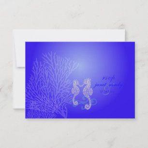 PixDezines rsvp Seahorse, cobalt blue, beach party Card