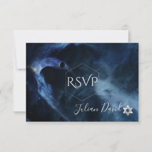 PixDezines RSVP Space Bar Mitzvah ✡ Card