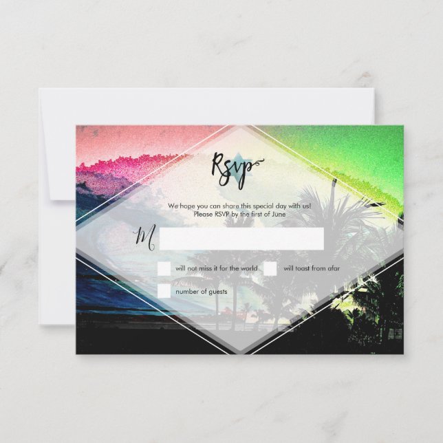 PixDezines RSVP Surfs Up Beach Bar Mitzvah Invitation (Front)