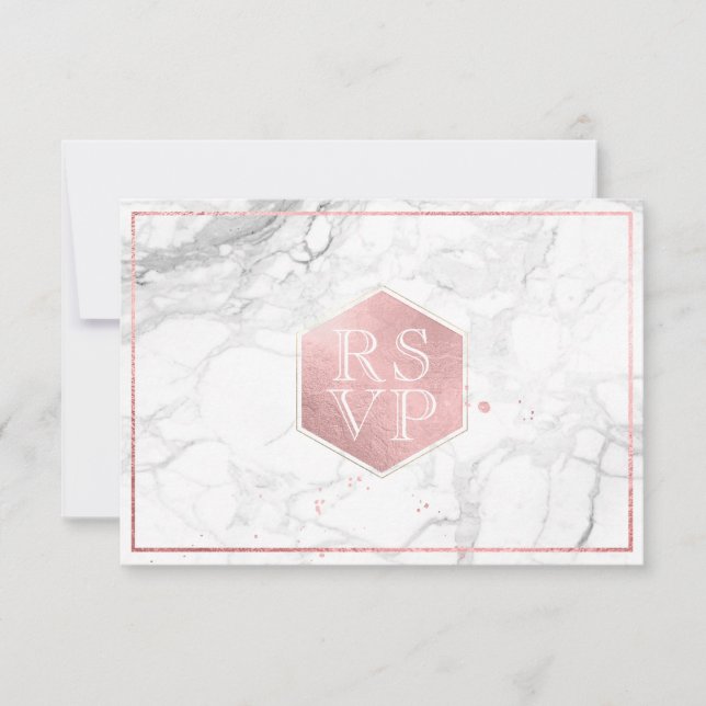 PixDezines RSVP Sweet Honeycomb Faux Rose Gold Card (Front)