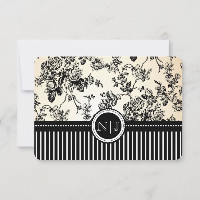PixDezines rsvp toile/roses/black Card (Front)