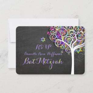 PixDezines rsvp tree of life Bat Mitzvah Card