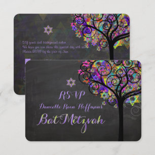 PixDezines rsvp tree of life Bat Mitzvah Invitation