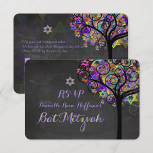 PixDezines rsvp tree of life Bat Mitzvah Invitation
