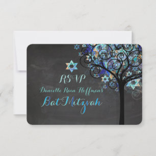 PixDezines RSVP Tree of Life Mitzvah/Chalkboard
