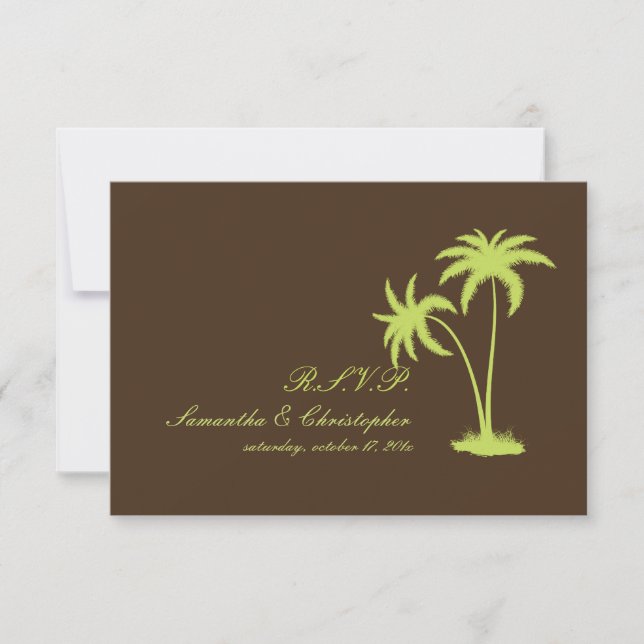 PixDezines rsvp Twin Palms, Chocolate+Kiwi Card (Front)