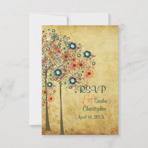 PixDezines rsvp Vintage Autumn Blooms Card