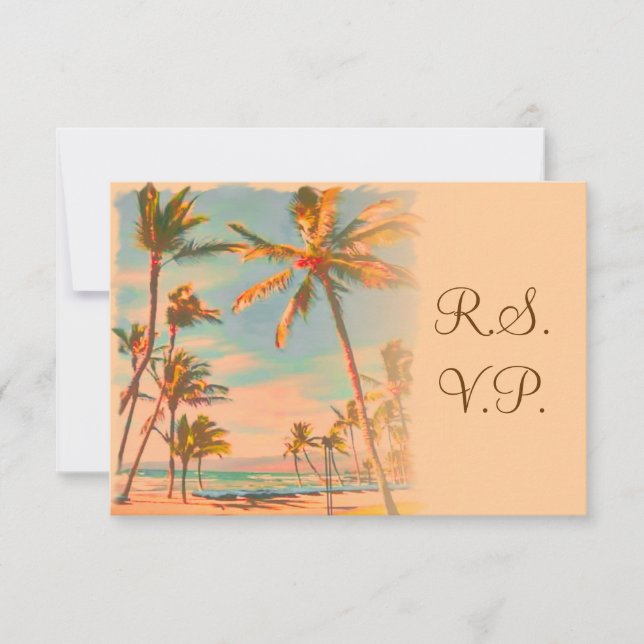 PixDezines rsvp Vintage Beach Scence/Aloha/Luau Card (Front)