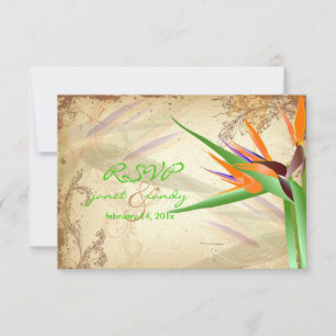PixDezines RSVP VINTAGE BIRD OF PARADISE Card