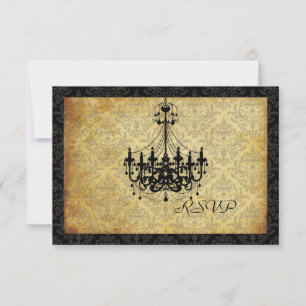PixDezines rsvp Vintage Chandelier+damask Card