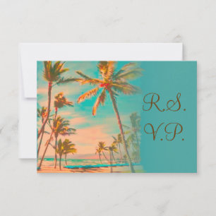 PixDezines rsvp vintage hawaiian beach/teal Card