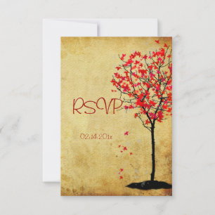 PixDezines rsvp vintage maple tree/fall wedding Card