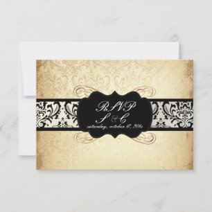PixDezines rsvp Vintage Rossi Damask, Champagne Card