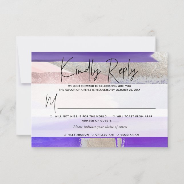 PixDezines RSVP w Meal, Modern Art, Purple Silver (Front)