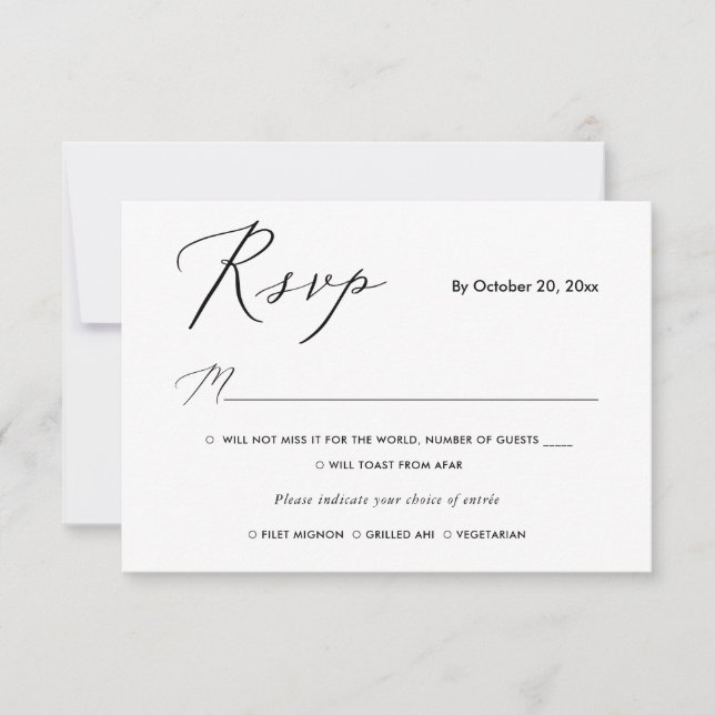 PixDezines RSVP w/ meals,  Elegant Calligraphy (Front)