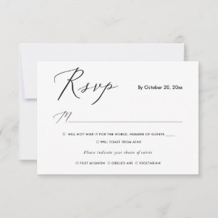 PixDezines RSVP w/ meals,  Elegant Calligraphy Card