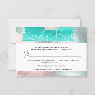 PixDezines RSVP w Meals, Modern Art, Blue Teal