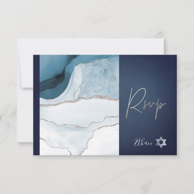PixDezines RSVP Watercolor Agate Bar Mitzvah ✡ (Front)