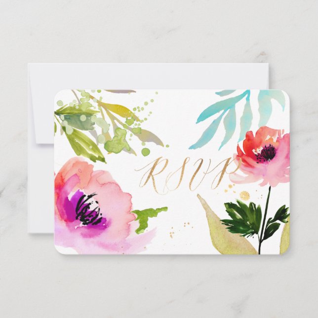 PixDezines RSVP Watercolor Floral/Pink (Front)