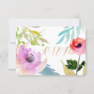 PixDezines RSVP Watercolor Floral/Pink Card