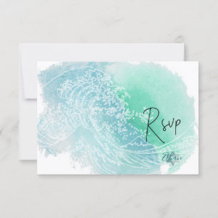 PixDezines RSVP Watercolor Waves Bat Mitzvah ✡