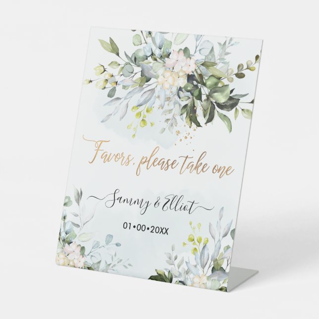 PixDezines Rustic Blue Gum Eucalyptus Favours  Pedestal Sign (Front)